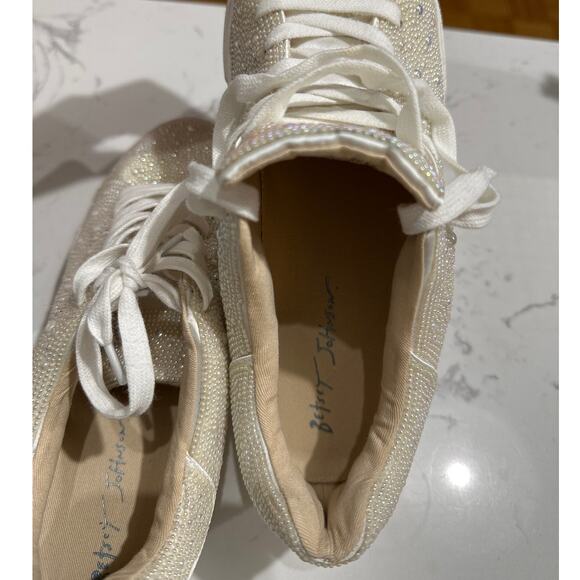 Betsey Johnson Ivory Sidney Pearl Sparkle Platform Sneakers, Size 9.5, Like New - Picture 7 of 9